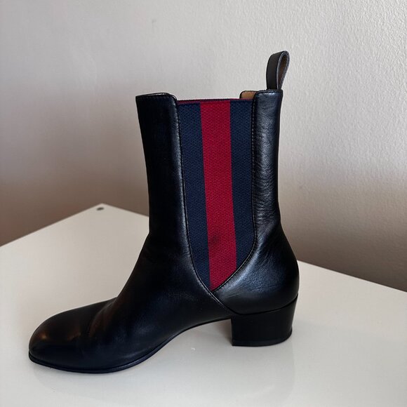 Gucci Black Striped Chelsea booties size 37.5 - Picture 10 of 12
